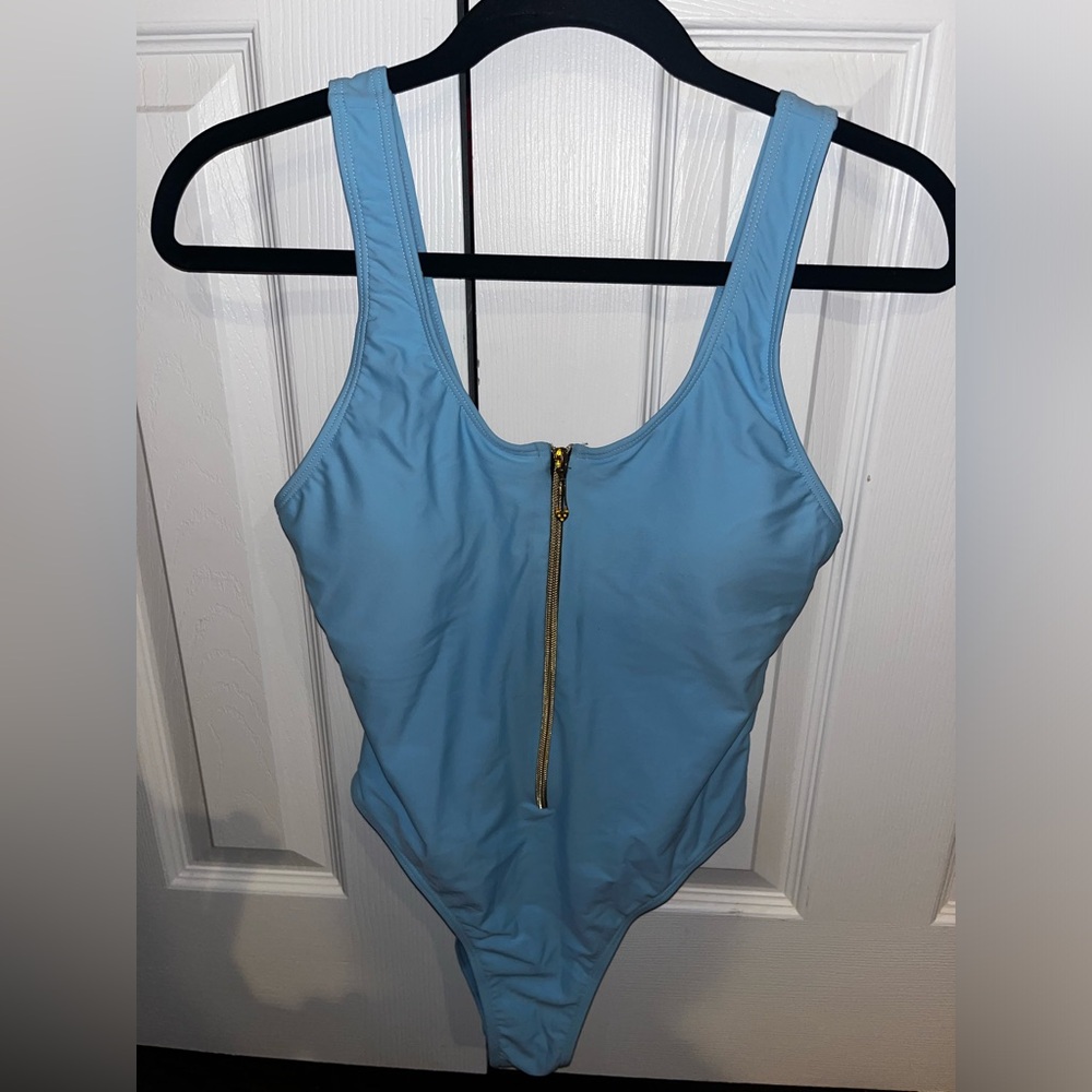 SHEIN Women’s Size L one-piece swimsuit in light blue 🩵